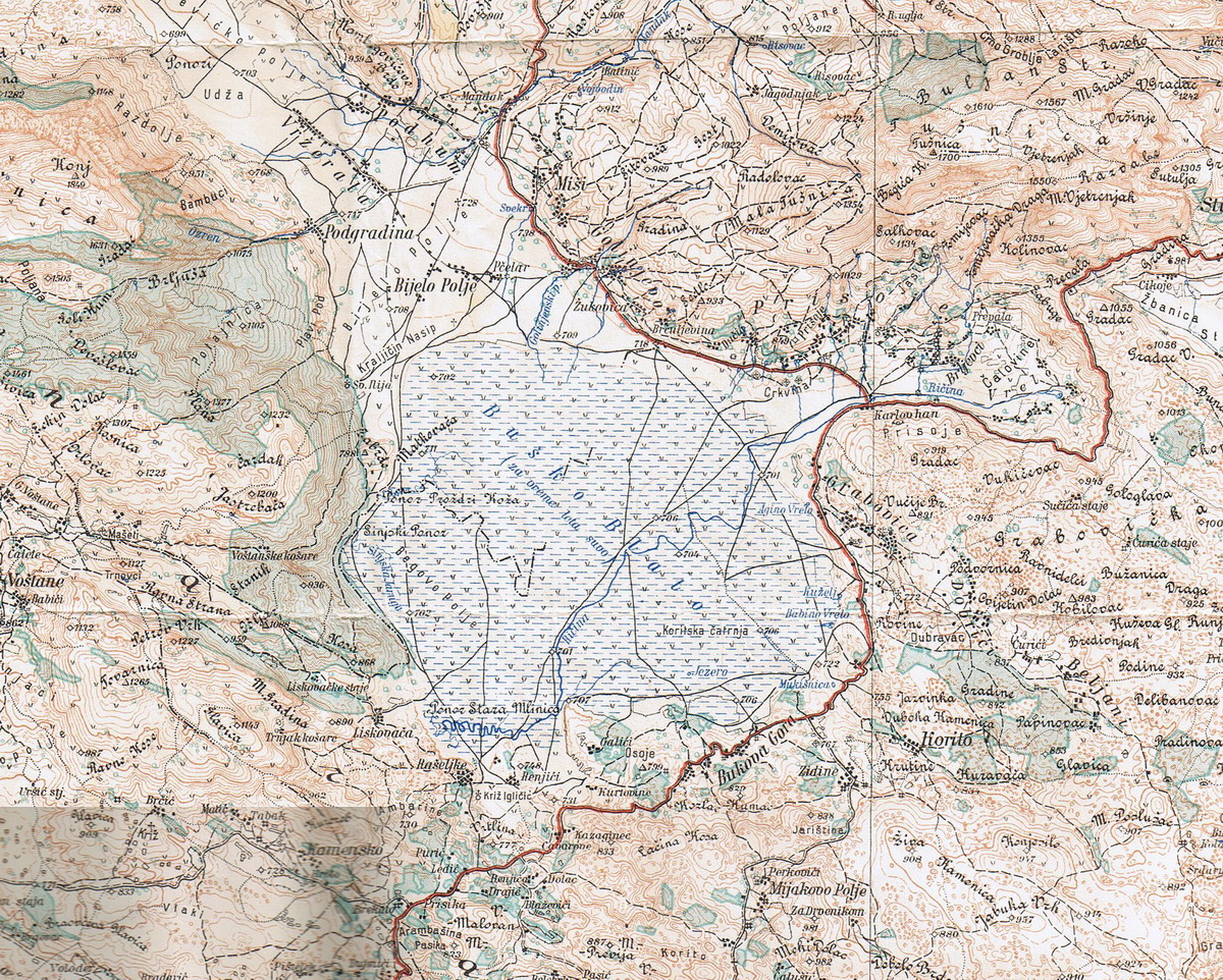 Topografska karta Prisoja i Bukog jezera iz 1931. godine.